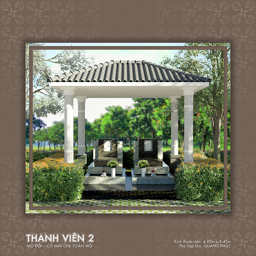Mộ đôi có mái che toàn bộ